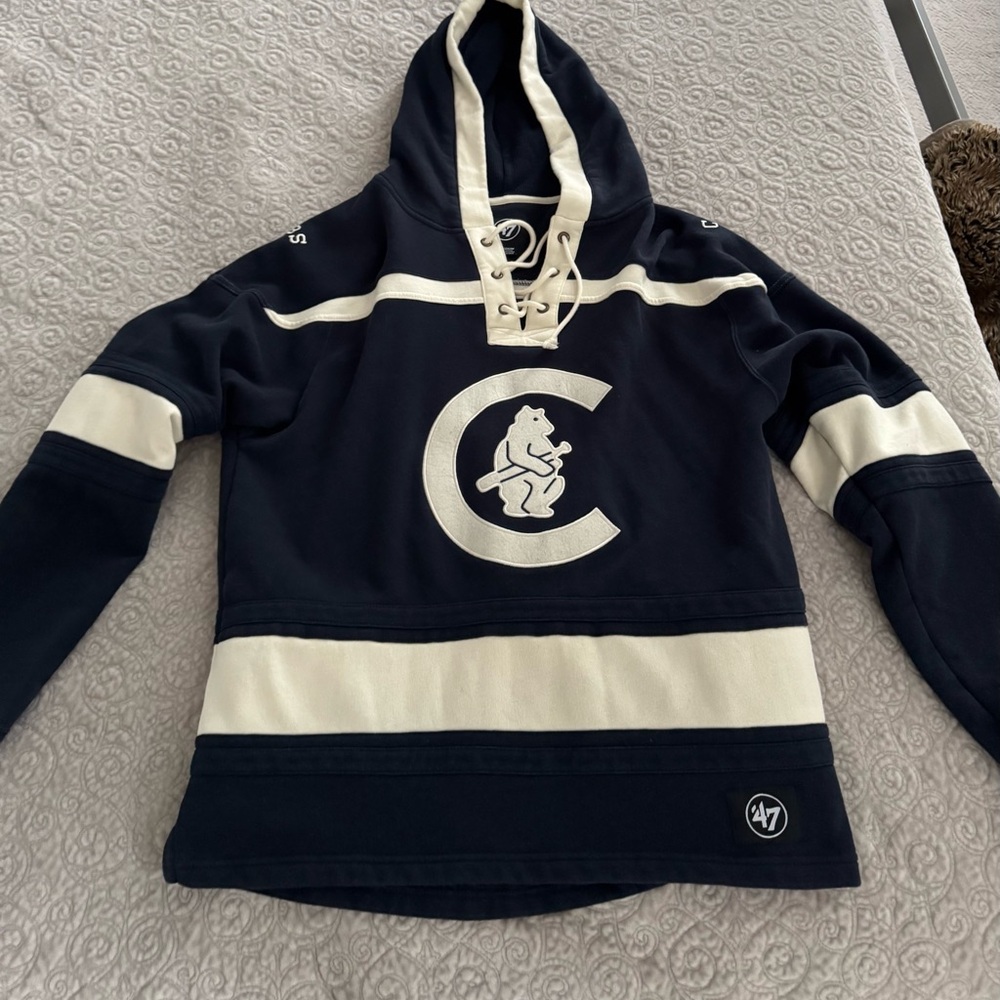 Chicago Cubs unisex Navy and Cream Hoodie